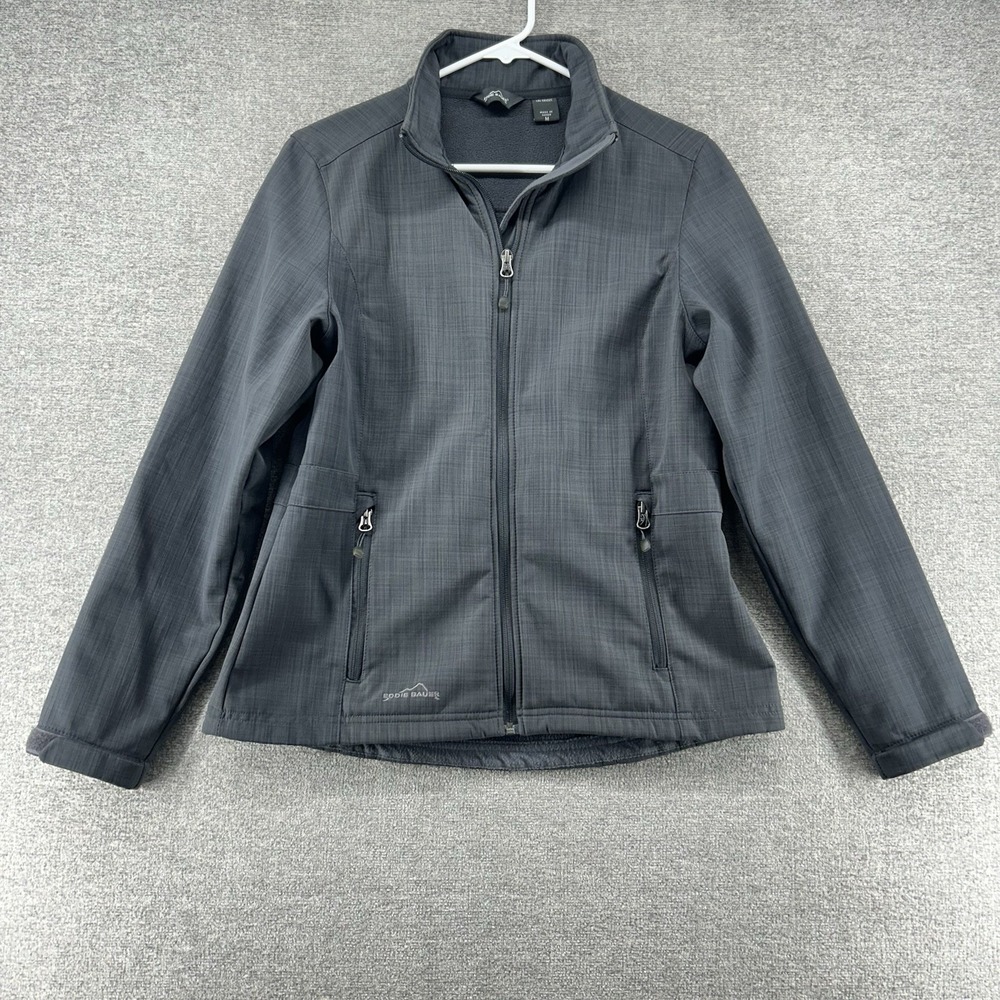 Eddie Bauer Crosshatch Soft Shell Jacket Women Size Medium Gray Outdoor Casual